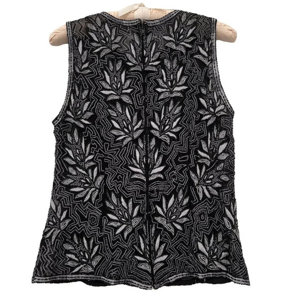 Beaded Silk Sleeveless Top - Picture 7 of 8